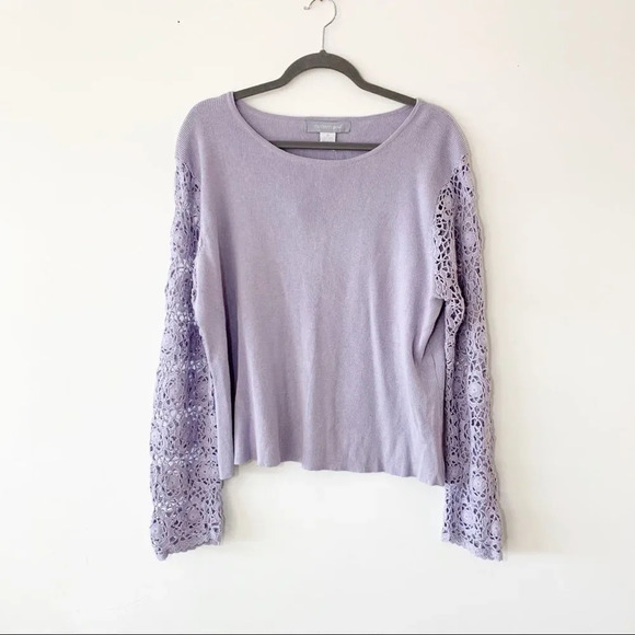Modern Soul Lilac Cropped Sweater Crochet Detail QVC 1X New‎ - Picture 8 of 8